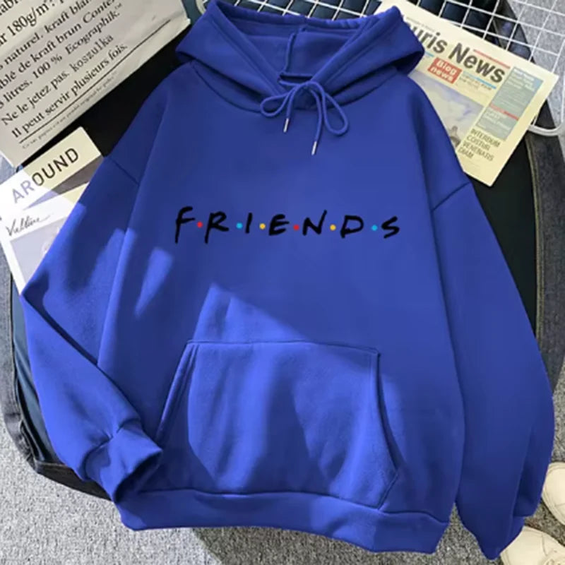 Women Friends Print Hoodie Long Sleeve Pullover Fashion Clothing Casual Solid Color Female Spring Autumn Fashion Streetwear